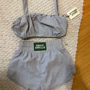 Daily Drills Light Gray Crop Top and Shorts Set